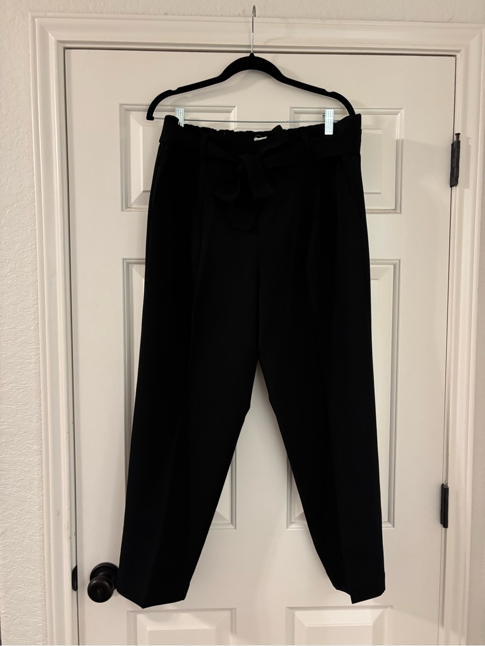 LOFT Black Paperbag Waist Tie Trousers